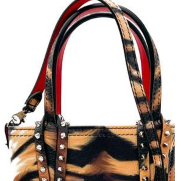 Christian Louboutin Mini CabataTiger Red Leather Studded Crossbody Bag - Picture 10 of 15